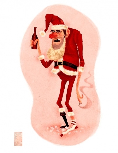 Gimme Bar | santa.jpg (800×1036) #santa #retro #texture #illustration #smoking