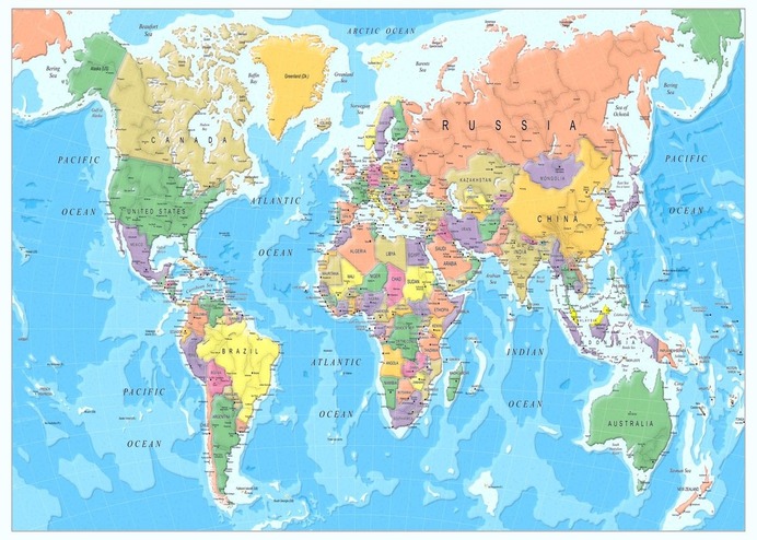 "World Map" Poster Print on metal by Sam Kal