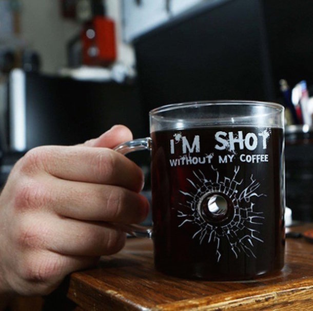 I'm Shot Without My Coffee Glass Mug #tech #flow #gadget #gift #ideas #cool