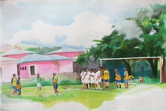 Adam de Boer - Free Kick: The San Carlos Futbol Team Versus Playa Hermosa #painting #art #watercolour
