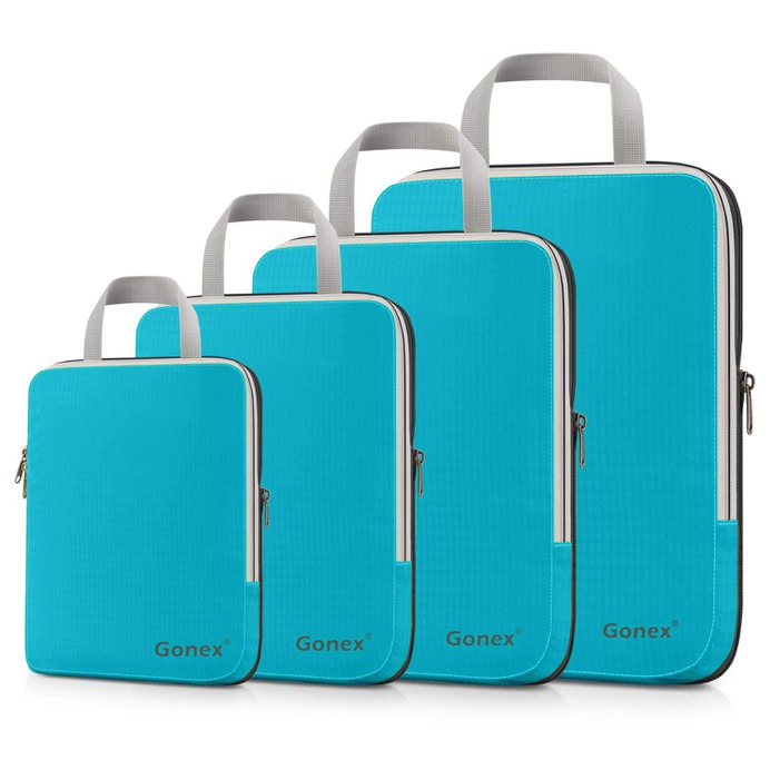 Compression Packing Cubes Extensible Organizer Bags for Travel Suitcase Organization Set of 4 Bags