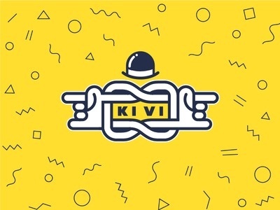 KiVi logo sign #mark #pattern #trandy #branding #sign #rock #hipster #yellow #identity #minimal #hat #logo