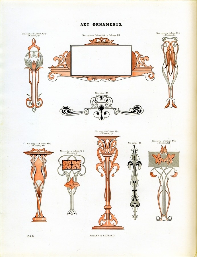 A vintage specimen of Miller and Richard Art Ornaments type #type #specimen