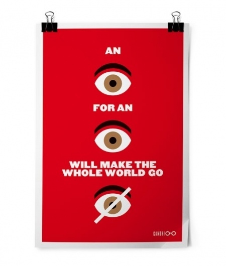 An Eye for an Eye #an #design #graphic #eye #illustration #ghandi #for #poster #typography