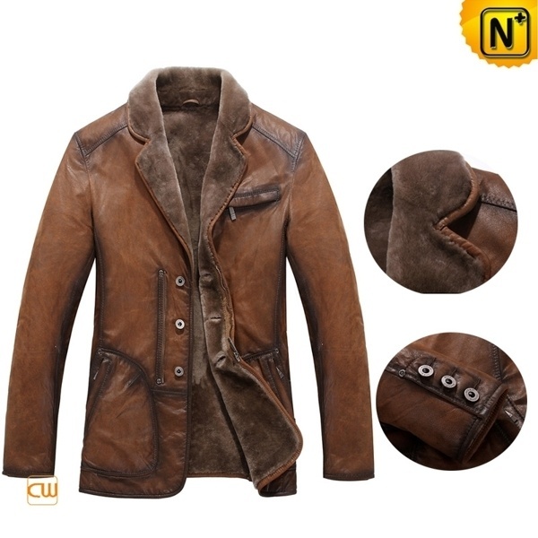 Mens xxl Tan Shearling Coat CW819075 - cwmalls.com #shearling #coat