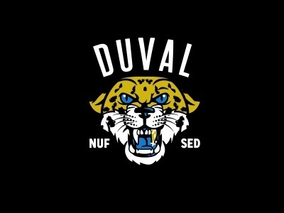 Mascot design idea #286: DUVAL #angry #mascot #jaguar #cat #fierce #jag #lockup #sports #vintage #gold #logo #blue