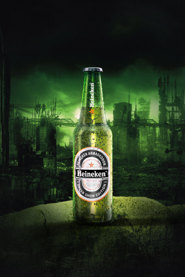 by Patrick Romer // pattn.net #beer #refreshment #armageddon #branding #bottle #apocalypse #heineken #green