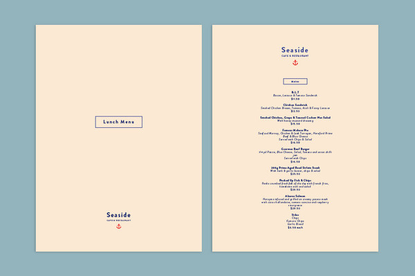 Seaside #branding #menu #sorbet #identity #logo #anchor #nautical