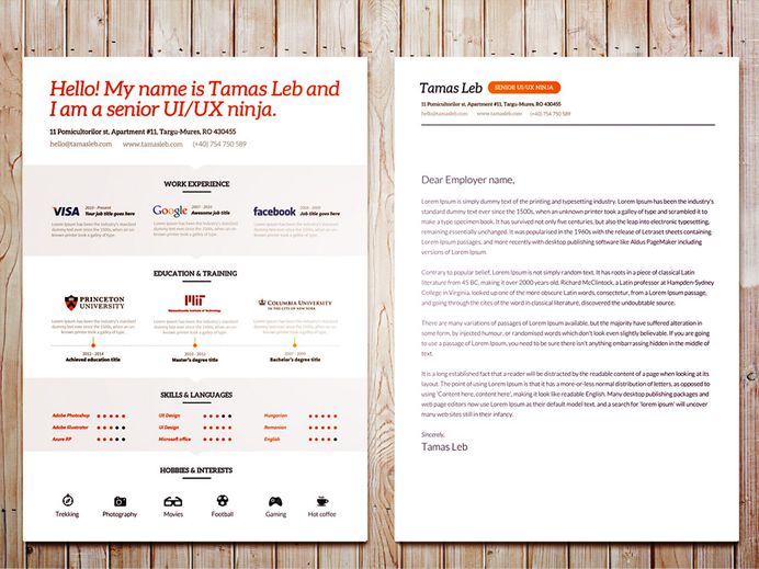Visual - Free Resume Template with Cover Letter