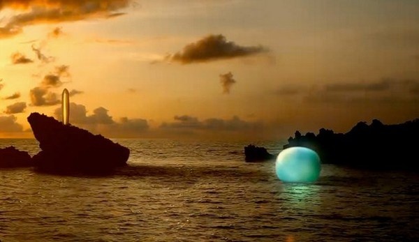 Sculpture in sea ''Changing tides'' by Mariko Mori in green color #21122012 #meditative #exhibition #sculptures #art #doomsday