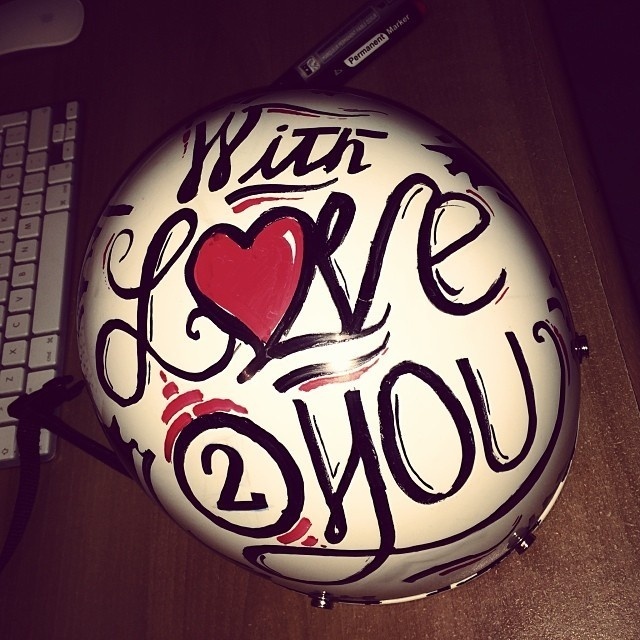 Valentines Day gift. #pens #helmet #markers #handwritten #valentine #type #posca #love