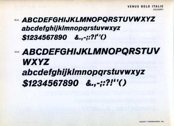 Venus Bold Italic type specimen #type #specimen
