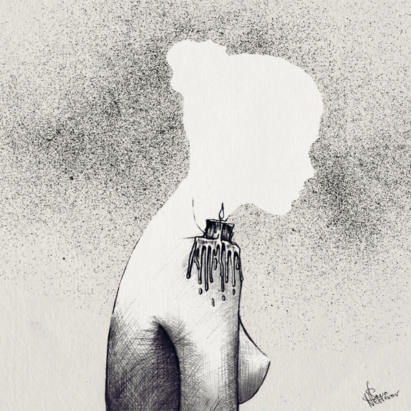 Slava Triptih #woman #candle #drawing #silhouette