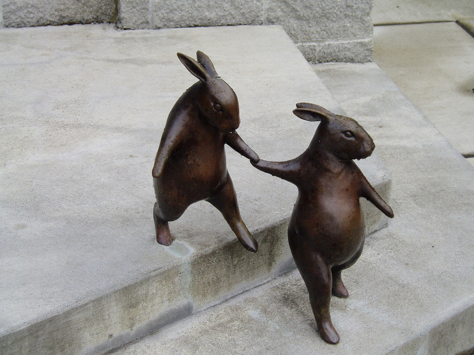 birdcagewalk: Georgia Gerber bronzes (by kiltedlibrarian) #bronze #statue #figure #bunny