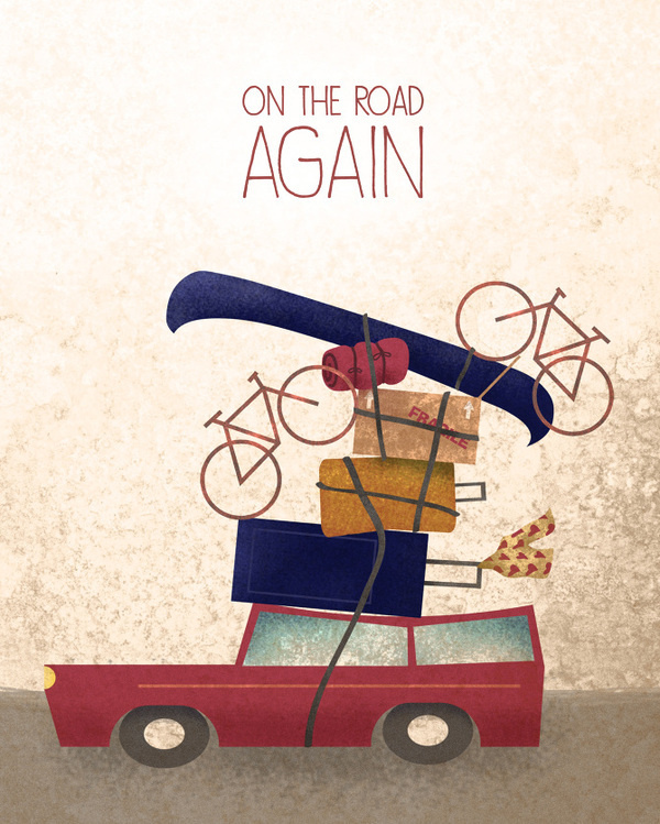 "On the Road Again" - Illustration by Alex Felter #vacation #travel #illustration #overloaded #car
