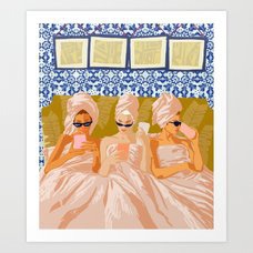 Ladies-Only Club #illustration #painting Art Print #drawing #fineart #society6 @society6