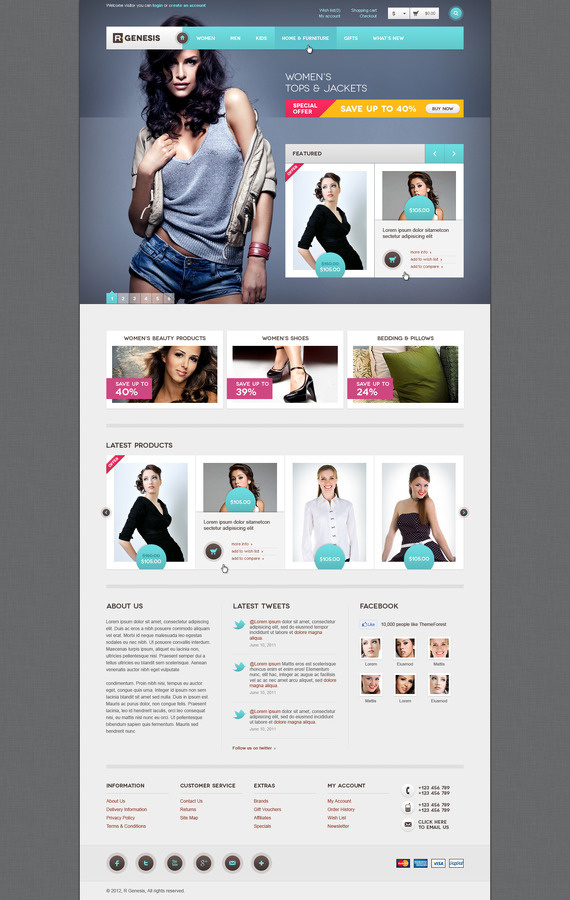 R.Gen OpenCart Modern Store Design #blue #menu #design #slick