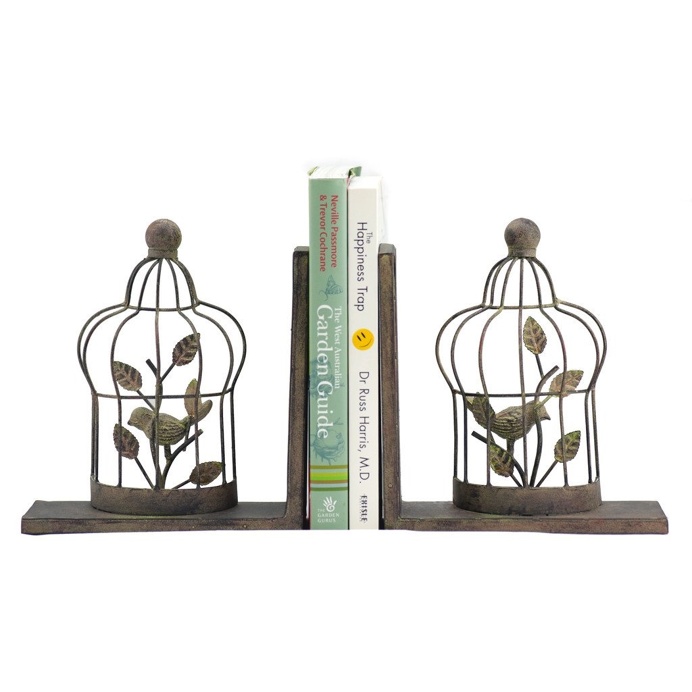 Birdcage Book Ends (pair), 19 cm W x 7 cm D x 18.5 cm H