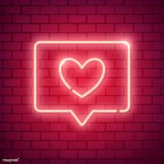 Neon light Valentine's day symbol on brick wall | free image by rawpixel.com / NingZk V.