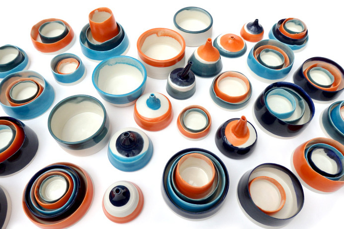 small stacked vessels with lachrymatories, porcelain #vessels #ceramic