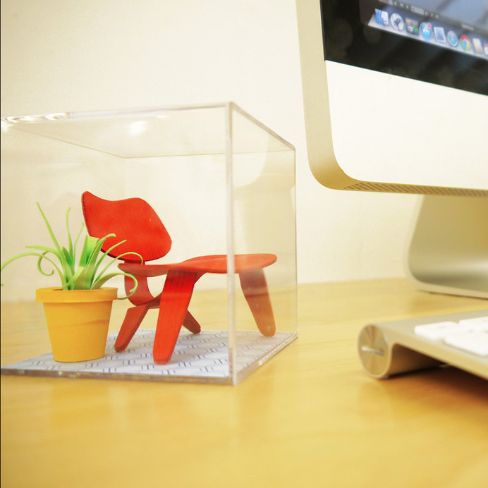 Mini Mid-Century Chair Terrarium #red #modern #gifts #chair #mid-century #office #cube #design #sculptures #desk #mid #art #century #paper #eames