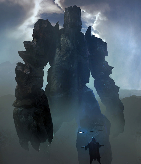 Neutral Golem by leopardsnow #fantasy #giant #stone #golem #colossus #rock #illustration #magic #summon