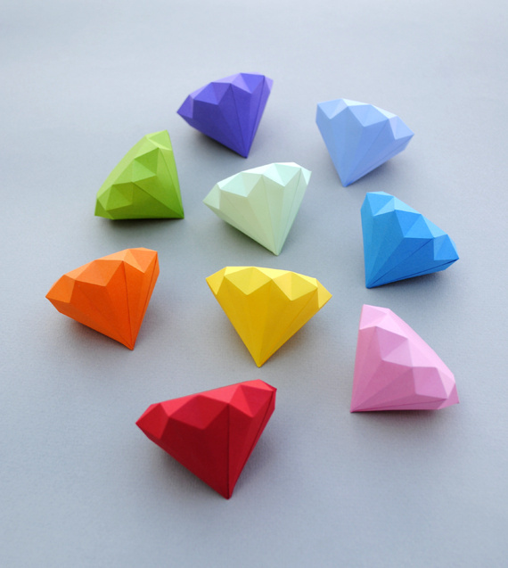 3D paper diamonds #diy #diamond #gem #paper