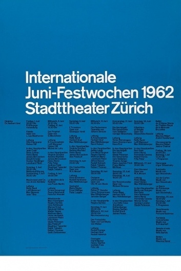 Josef Müller-Brockmann INTERNATIONALE JUNI FESTWOCHEN 1962 [ 127CM X 90CM ] via www.blanka.co.uk