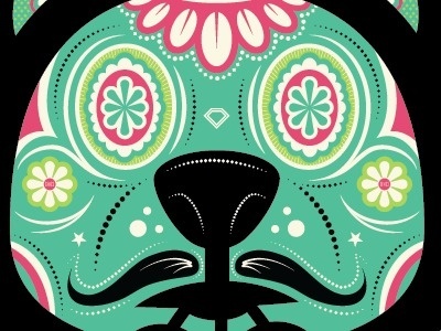 Dribbble - Day of the Dead by Michael Smith #vector #dead #of #sugar #the #mustache #day #bear #skull #flowers
