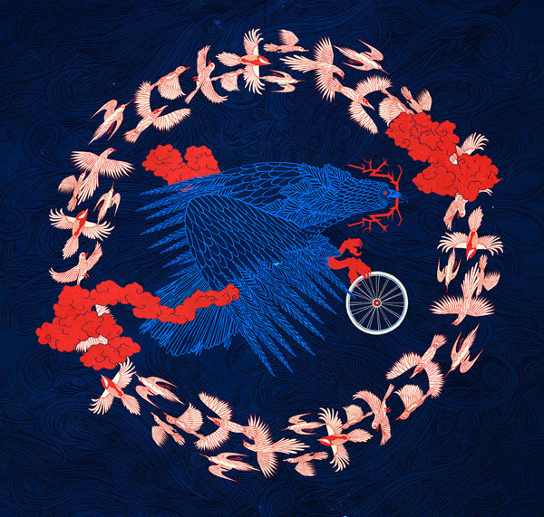 Tomski&Polanski illustration for bike collection #vector #ornate #tomski&polanski #bicycle #intricate #birds #colors #bike #czech #national