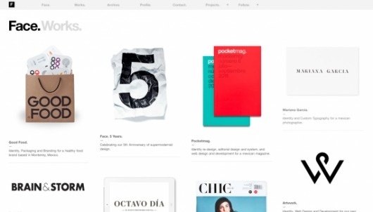 Face. Works. - Web design inspiration from siteInspire #white #design #clean #website #grid #web