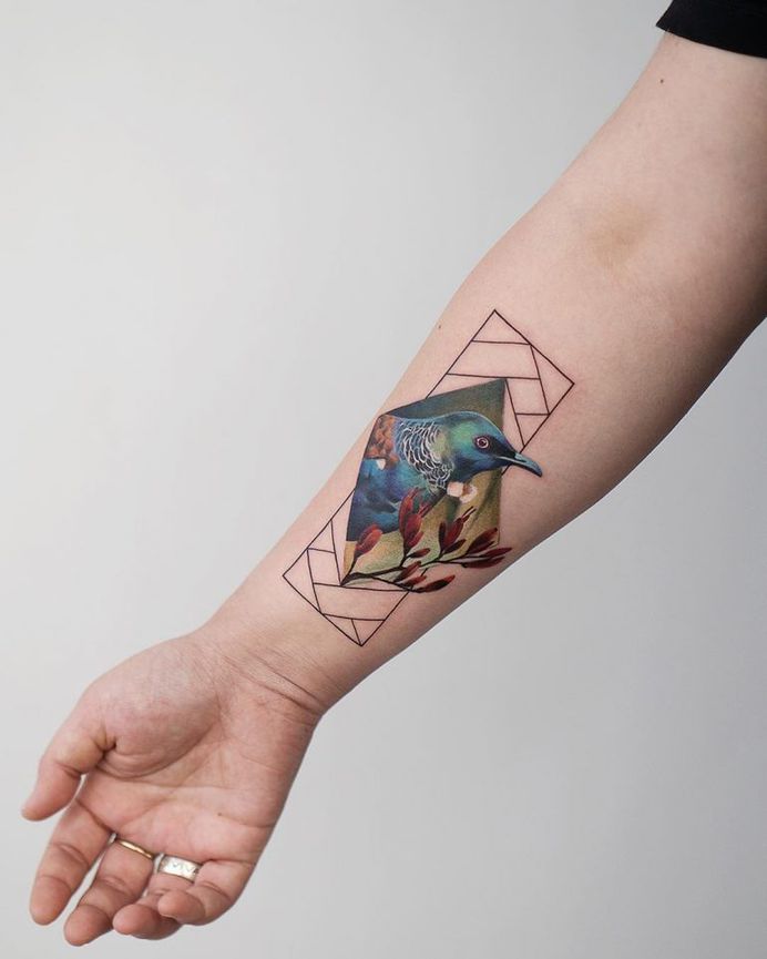 My Modern/Geometric Kingfisher, done by Fran Hartnett, Zulu Tattoo, Dublin,  Ireland. : r/tattoos