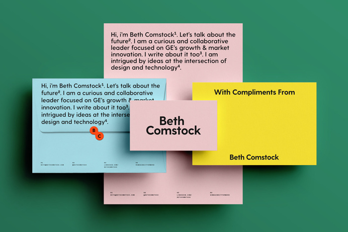 Branding for Beth Comstock by Leta Sobierajski & Wade Jeffree "Our goal was to create a branding solution for Beth that would embody her i