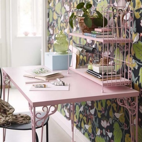 workspace, pink, furniture