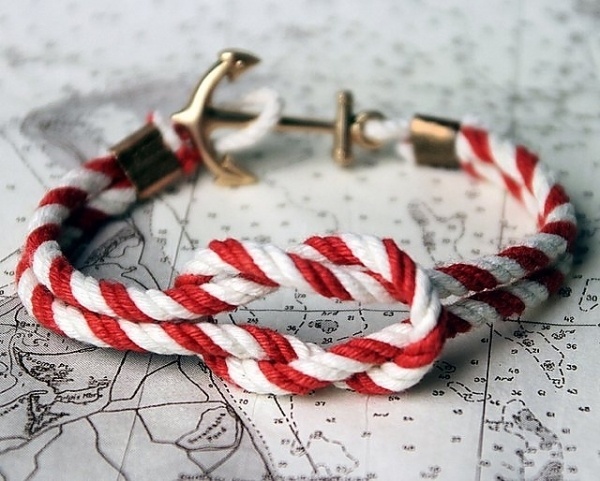 Fancy - Triton Knot Bracelet by Kiel James Patrick #anchor #white #red #nautical