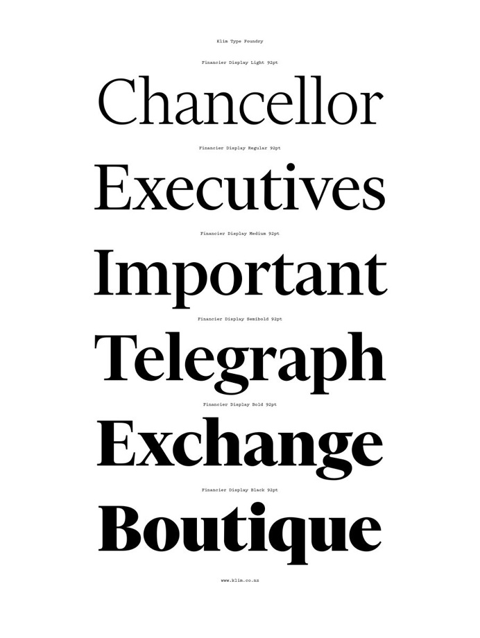 Financier Typeface Family by Klim Type Foundry / Kris Sowersby / AGDA Awards