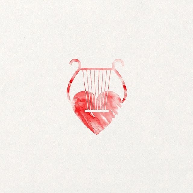 Amai um ao outro, mas não façais uma ligação de amor: Assim como as cordas de uma lira são sozinhas, apesar de vibrarem com a mesma mú #heart #lyre #red #design #theprofet #khalilgibran #love