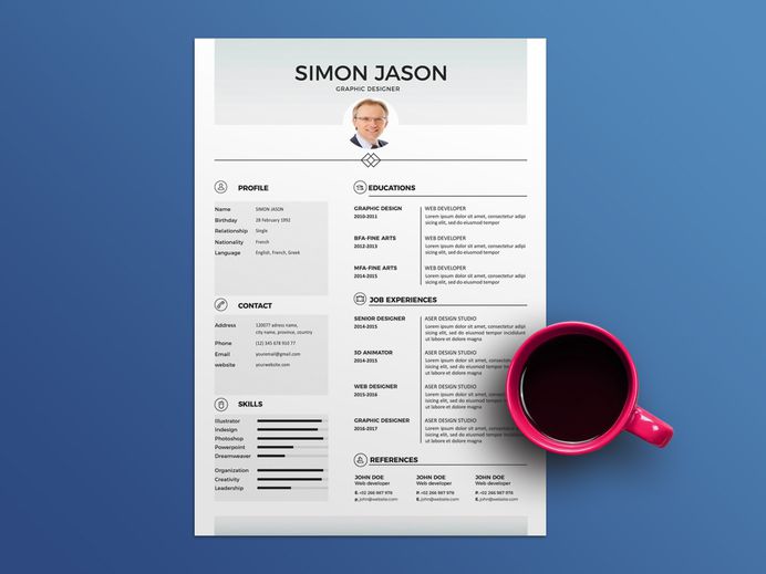 Free Basic White Resume Template In Illustrator Format