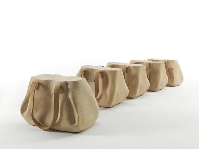 Wooden Bags Furniture – Fubiz™ #bag #wood #stool