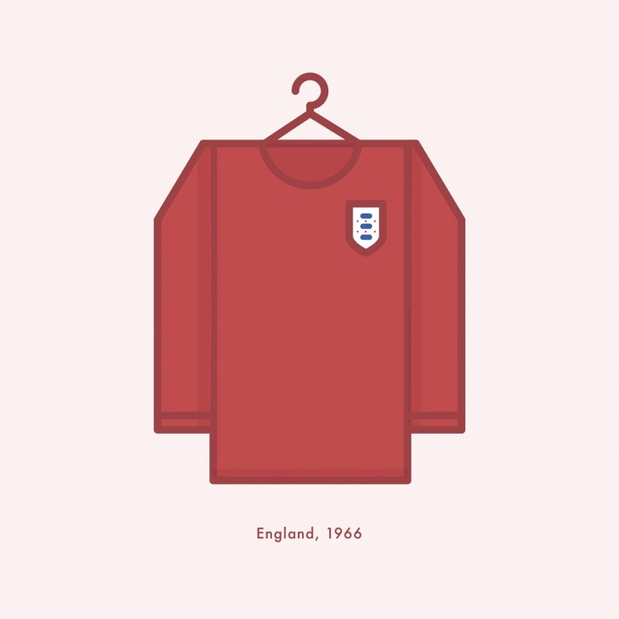 England World Cup Winning Football Kit 1966 - Minimal Illustration by Lucas Jubb
