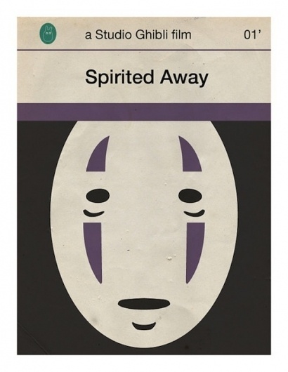 Japanese Movies Imagined As Penguin Book Covers - DesignTAXI.com #spirited #ghibli #book #cover #illustration #mask #away