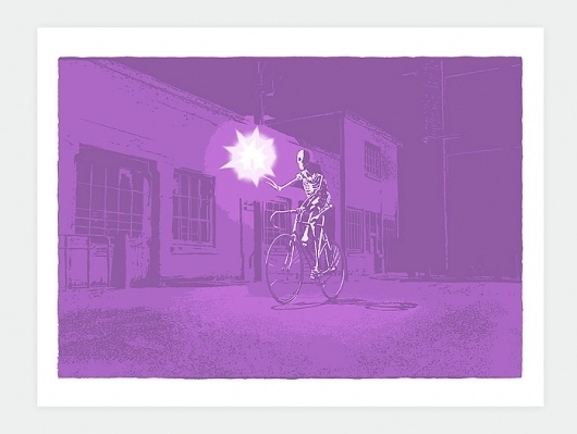 Snowblinded™ - Road Flare Screen Print #flare #bicycle #print #road #night #screen #colorado #bike #art #snowblinded
