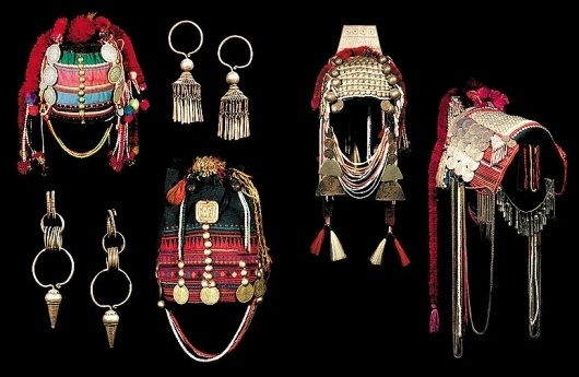 AKHA TRIBAL ARTIFACTS Laos and Thailand silver earrings headdresses textile swing ritual Akha way village spirit gate coffin rice terrace opium pipe t #fashion #tribe #art #akha