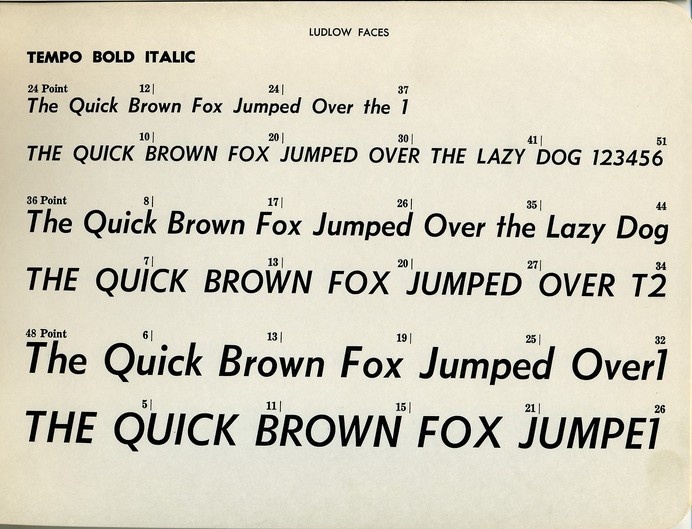 Tempo Bold Italic type specimen #type #ludlow #specimen