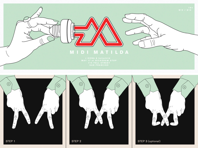 Midi Matilda #sanfrancisco #facebook #identity #logo #illustration #graphicdesign #music #band #khomus #hands #lightbulb
