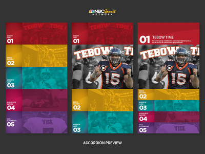 Accordion preview for NBC Sports Network 4 #sport #branding #ux #nbc #ipad #interface #texture #ui #grid #network #stats #sports #york #usa #tv #new