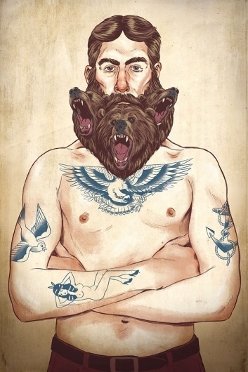 Illustrations 2012 on Illustration Served #sparow #beard #eagle #tattoo #painting #bears #anchor