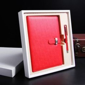 Red Leather Notebook And Pen For Corporate Diwali Gift For Employees