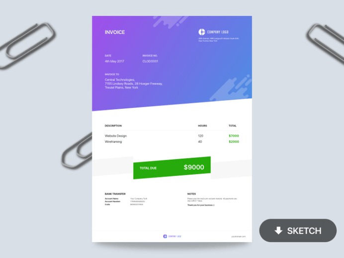 7 Free Invoice Templates inf Sketch File Format - Smashfreakz