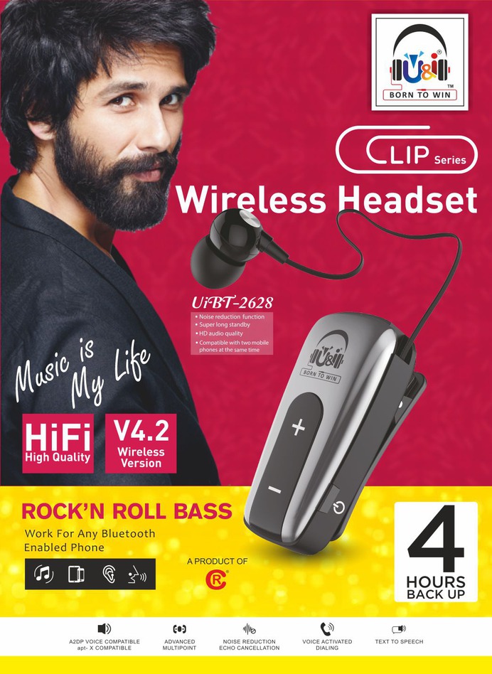 Clip Series Retractable Bluetooth Earphones for Music and Calls Bluetooth Headset with Mic | U&I - Born To Win